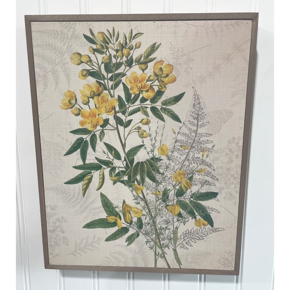 Col House Designs Yellow Botanical Framed Wall Art Farmhouse Floral Decor 10x12